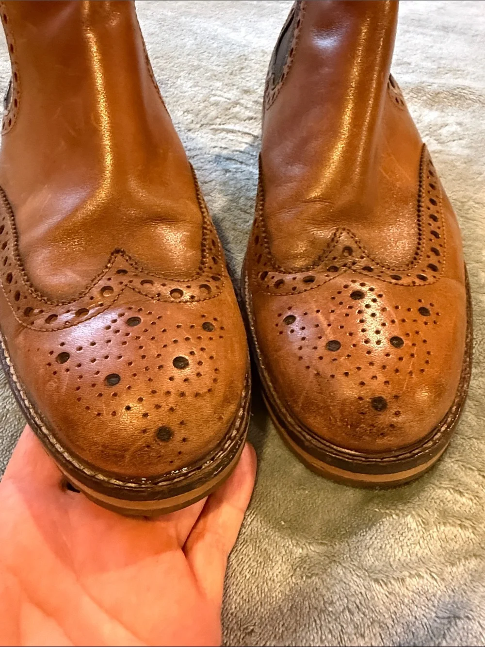 Banana Republic Tan Leather Wingtip Jodhpur Boots, size 12